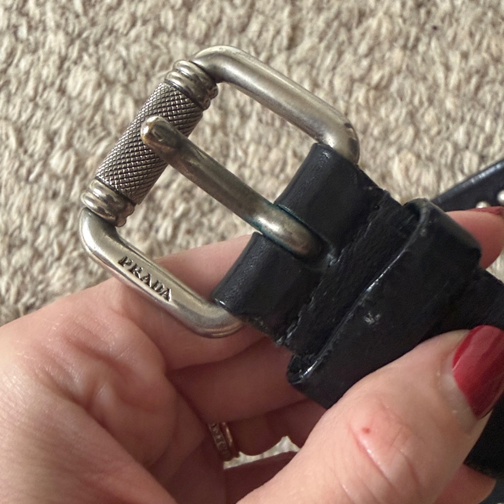 Prada Black Studded Leather Belt - Picture 2 of 4